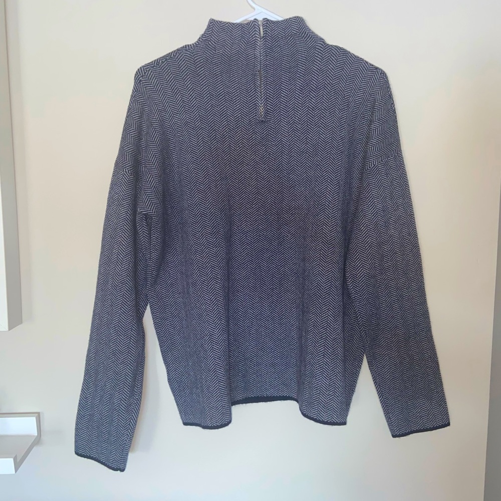 Christian Siriano Zigzag Viscose Blend 1/4 Pullover - Size Large